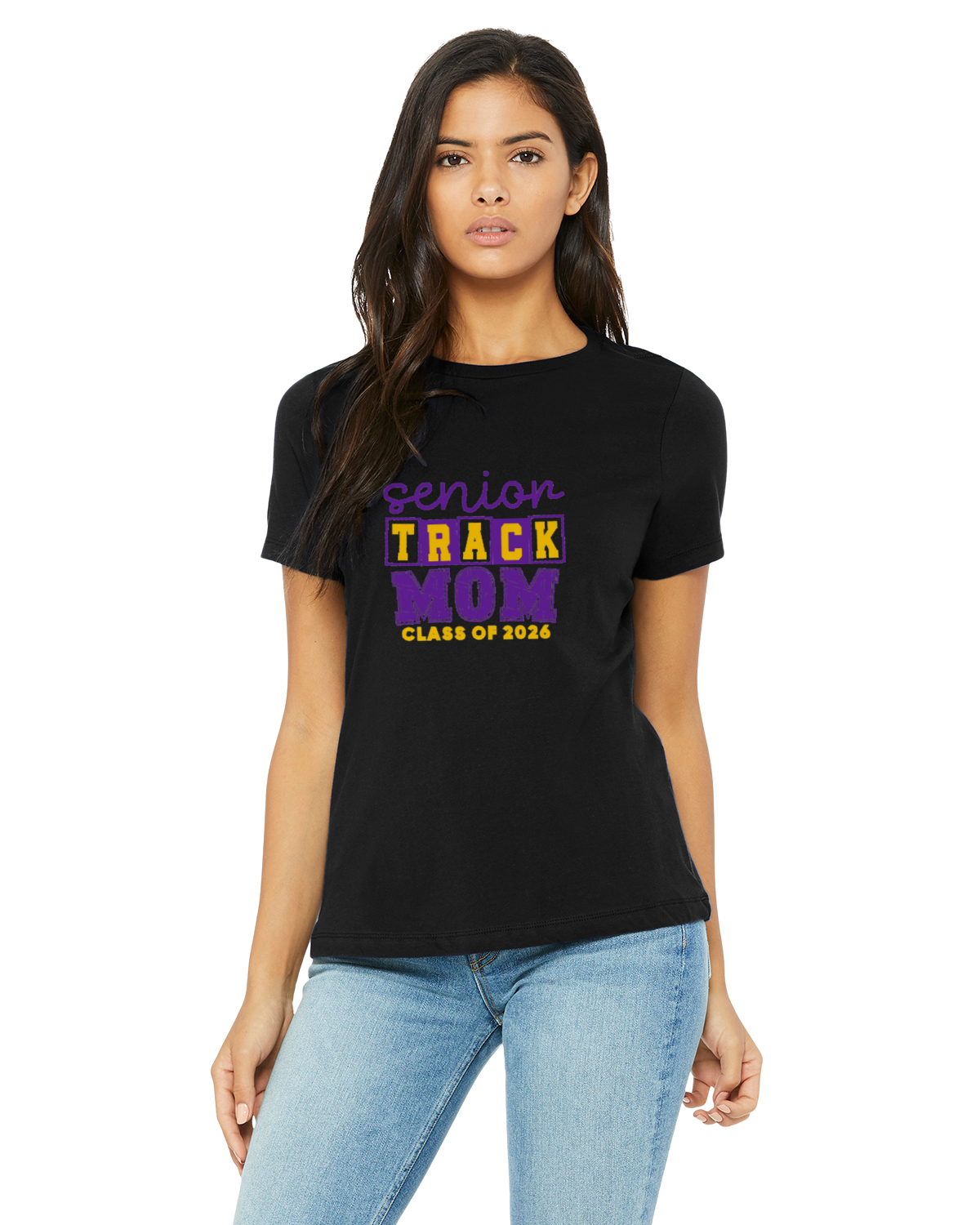 Senior Track Mom Women’s Relaxed Fit T-Shirt – Santana Track & Field Class of 2026 | Custom Spirit Wear Tee