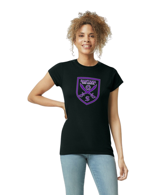 Women’s Fitted Soft Style Santana Soccer Crest T-Shirt